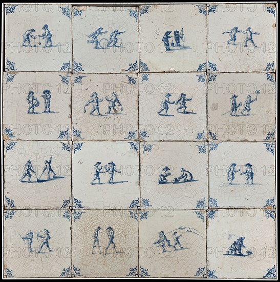 Scene tile, tile field of child's play, corner motif ox's head, tile field wall tile tile footage ceramics pottery glaze total