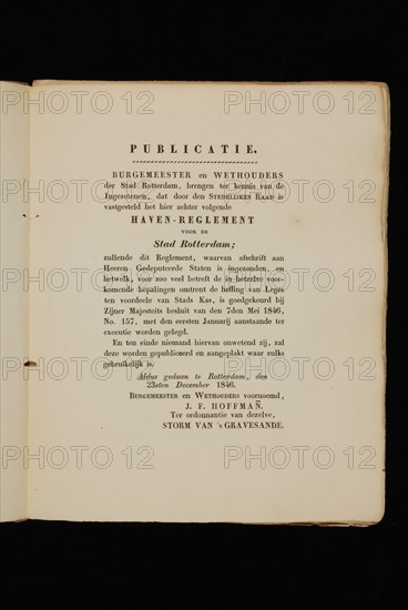 Waesberge en zoon, Wed. P. van, Port regulations for the city of Rotterdam, old-print book information form paper, printed Port