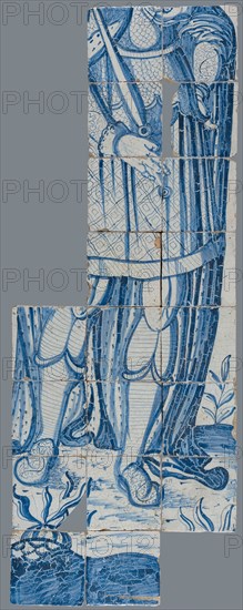 Tile panel in blue with Saul?, tile picture material ceramic earthenware enamel, in form made baked glazed painted baked Tile