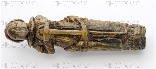 Carved ivory handle, woman with anchor: 'Hope', has bottom section of ivory, cut Ivory blade in which woman with large anchor