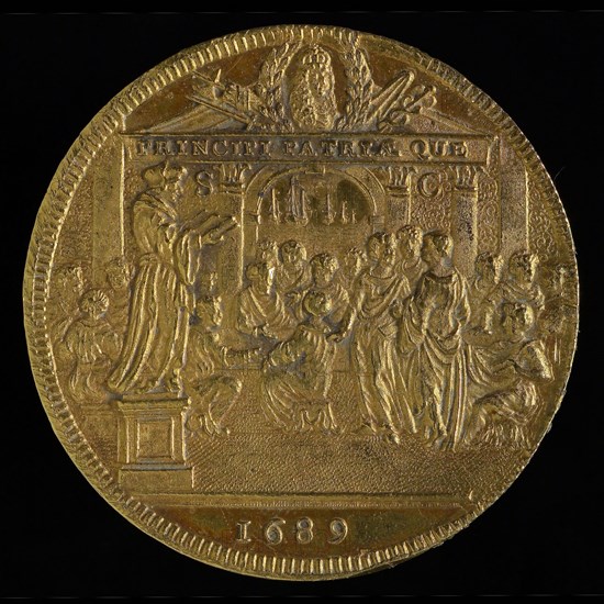 design: Romeyn de Hooghe, Tooling fee from Rotterdam 1689, tooling medal penning identification carrier gold, Palm tree