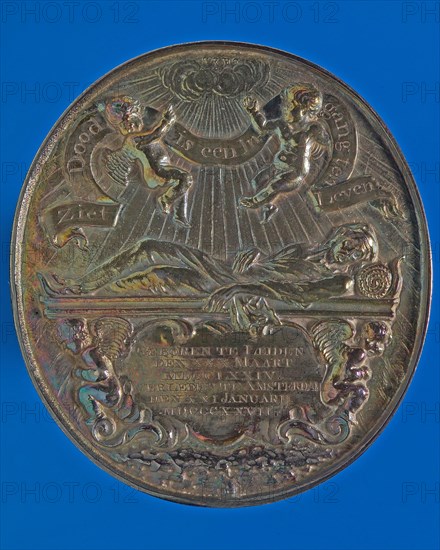 A. Bemme, Medal on the death of Adrianus van Bijnkershoek van Hoogstraten, death certificate penning footage silver, body