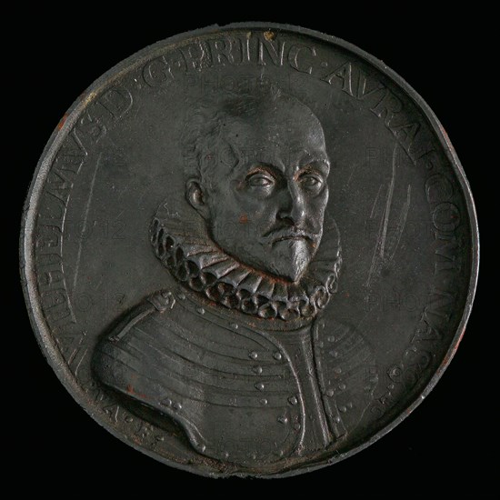 Peter van Abeele, Medal on the offer to Prince William I of the High Government, 1575, medallion medals lead metal, bust Prince