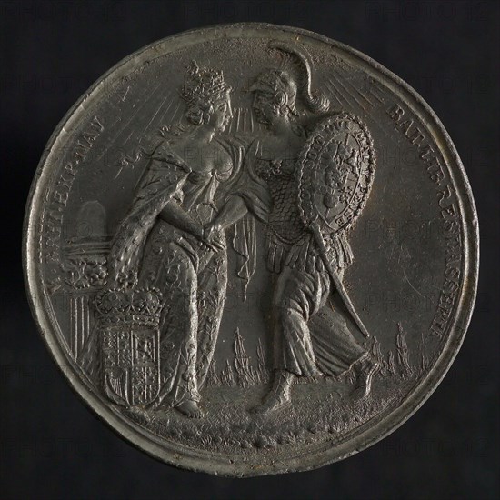 Casting from the reverse of token on the coronation of William III and Mary to king and queen of England, Scotland and Ireland