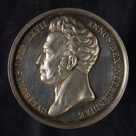 's Rijks Munt, Medal on the death of King William I, death certificate penning footage silver, F: depicts King William I