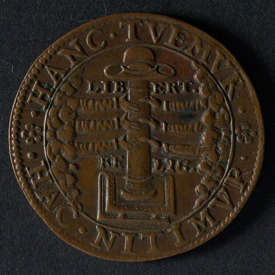 Medal on the elevation of Prince Maurice to governor of Gelderland and Overijsel, jeton utility medal medal exchange copper, six