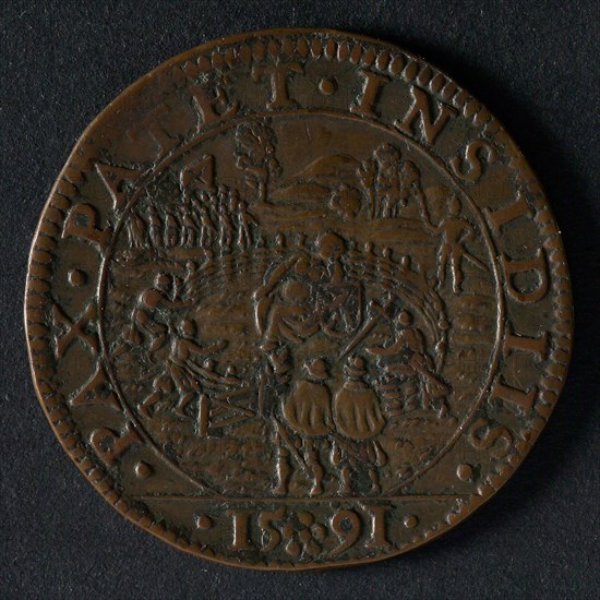 Medal on the mediation offered by the German Emperor, jeton utility medal medal exchange buyer, Dutch virgin leaning on