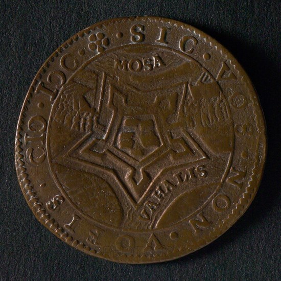 Medal on the conquest of the Fort St. Andries by Prince Maurits, jeton utility medal penny exchange copper, sunflower lit
