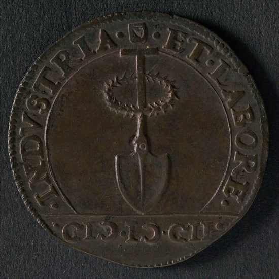 Medal on the intake of Grave by Prince Maurits, jeton use medal penny exchange copper, man light millstone on by means of hoist