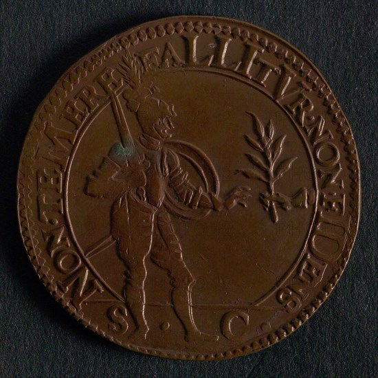 Medal on the mistrust of the Spaniards during the negotiations on the file, jeton utility medal penny exchange copper, Mercury