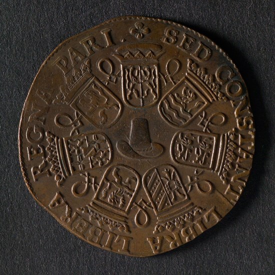 Medal on the expected peace in the Netherlands, penny footage copper, Dutch lion with arrows and scale; date, 1671 legend: NON