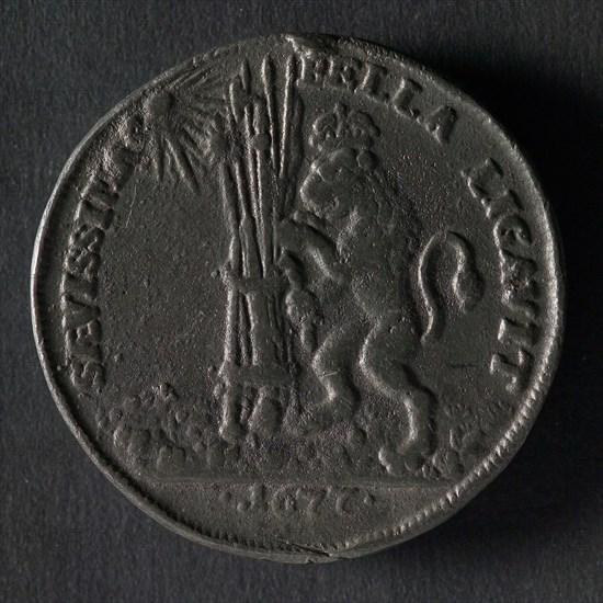 Medal on the appearance of tail star and the peace of Nijmegen, penny statues tin, tail star and other constellations