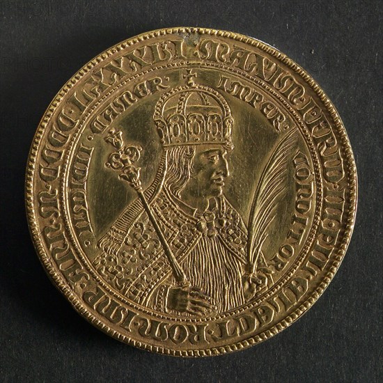 Golden medal on the coronation of Maximilian from Austria to Roman King, penning footage gold, 19,9 gram, Maximilian half-length