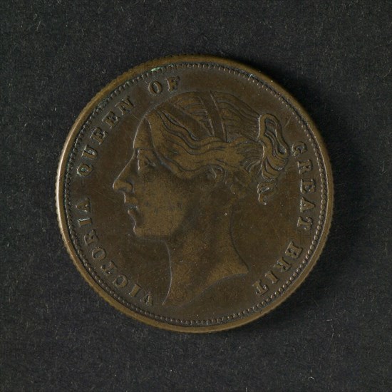 Spot medal at the Duke of Cumberland, spotpenning penning footage bronze, portrait of Queen Victoria left omschrift: VICTORIA