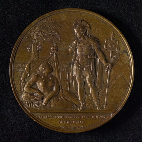 Jean Jacques Barre, Medal on the LA DESCRIPT release. DE L'EGYPT, medallion bronze bronze med 6,8, warrior in antique armor