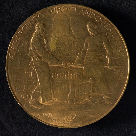 Auguste Patey (1855 - 1930), Gilded bronze medal of the Monnaie in Paris, medallions bronze gold, the Monnaie building: MONNAIE
