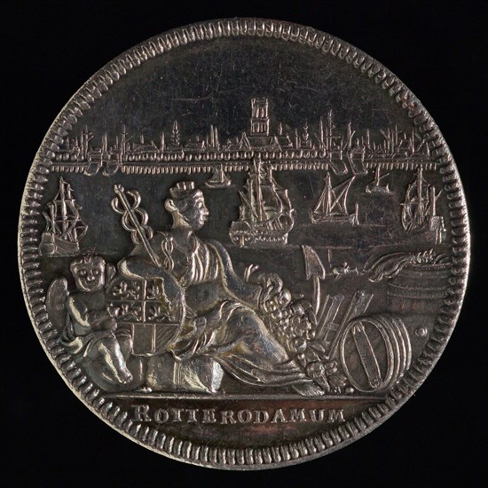 Jacob van Dishoeck, Medal with city virgin and city weapon Rotterdam, Toolkit penning identification carrier silver, F: city