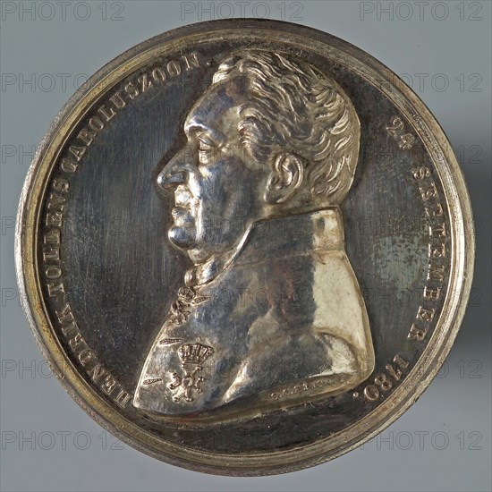 design: Samuel Cohen Elion, Silver coin on the occasion of Hendrik Tollens' 70th birthday, penning footage silver, grammes