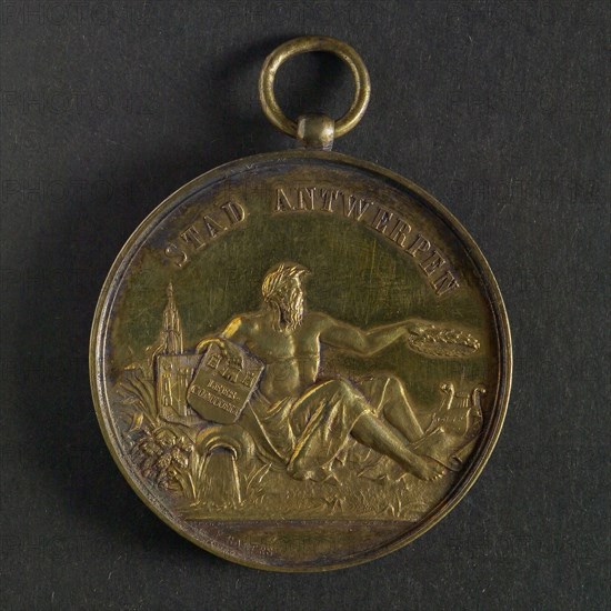 F. Baetes, Prize for the International Competition for Theater Art in Antwerp, price medal medal silver gold, gilded, river god
