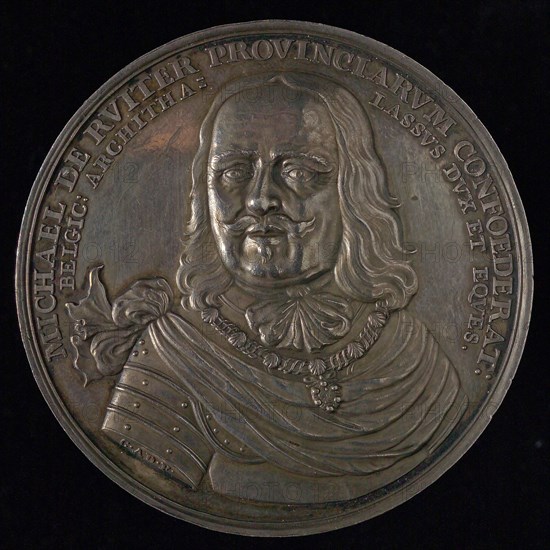 design: Chr. Adolfszoon, Medal on the death of Michiel Adriaanszoon de Ruyter, death certificate medal silver, facing bust