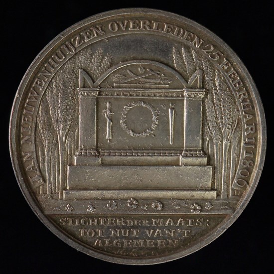 J.G. Lageman, Medal on the death of Jan Nieuwenhuijzen, founder of the Society to Nut van 't Algemeen, death certificate penning