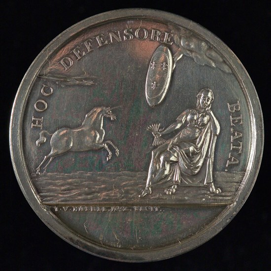 J.J. van Baerll, Medal at the Alliance party in Rotterdam, penning footage silver, Dutch virgin bundle of arrows in the hand