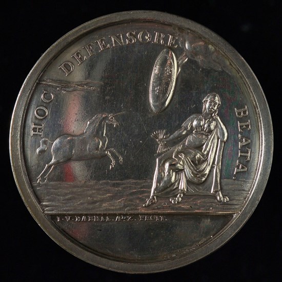 J.J. van Baerll, Medal at the Alliance party in Rotterdam, penning footage silver, Dutch virgin bundle of arrows in the hand