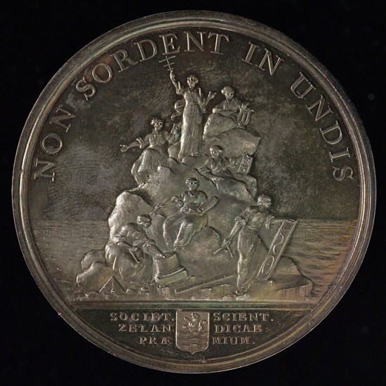 B.C. van Calker, Price medal from the Societas Scientiae Zelandicae, price medal penning footage silver, Rock in the sea