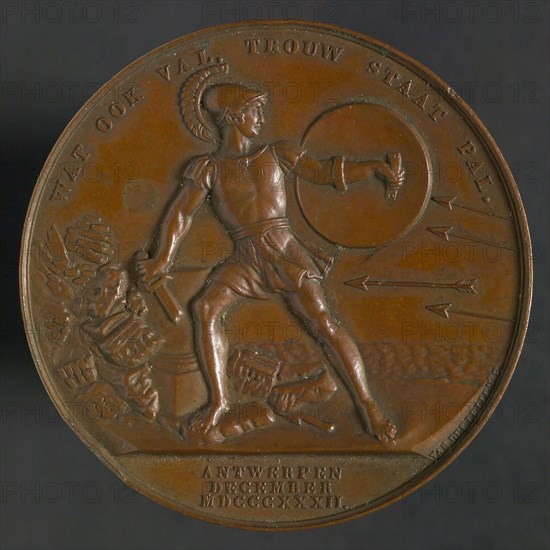 D. van der Kellen sr., Medal in remembrance of the defense of the Citadel of Antwerp, penny footage copper, Antique warrior