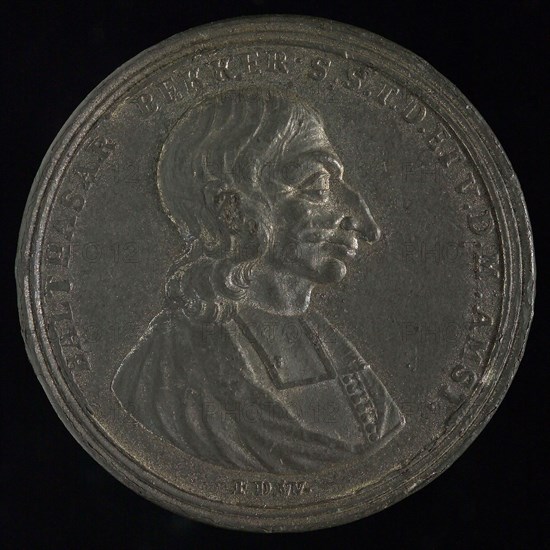 F. de Winter, Medal on the deposition of Balthasar Bekker as preacher, medallions tin, bust Balthasar Bekker (1634-1698)