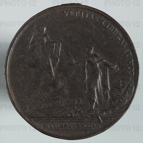 J. Dassier, artist, Medal on the second centenary of the Church Reform in Geneva, medallion image found on the bottom of iron