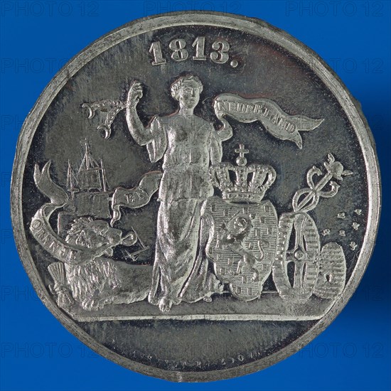 P. Mansvelt en Zoon, Medal on the half Centenary of Dutch Independence, penny visual material tin, the Dutch Virgin