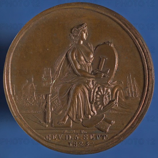 A. Bemme, Medal of 50 years of existence Society of HIERDOOR TOT HOOGER, medallion bronze bronze medallions 3.9, Image Muse