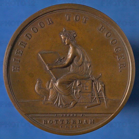 stamp cutter: A. Bemme, Price medal of the Teekengenootschap HIERDOOR TOT HOOGER, awarded to .M. Kool van Kasteel, price medal