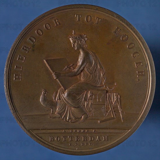 stamp cutter: A. Bemme, Price medal of the Teekengenootschap HIERDOOR TOT HOOGER, awarded to C. Van Essen, price medal medal