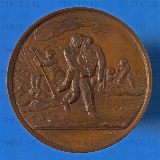 David van der Kellen, Medal Zuid-Hollandsche Maatschappij for Rescue of drowning people, penning footage bronze, beaten, Man