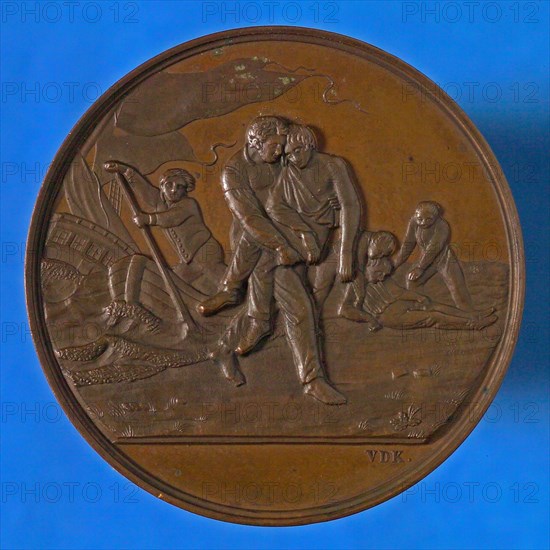 David van der Kellen, Medal Zuid-Hollandsche Maatschappij for Rescue of drowning persons, medallion bronze medal material