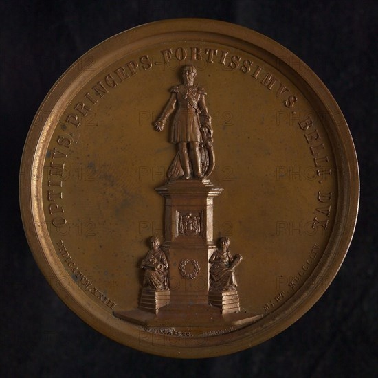 Vermaes, Menger, Medal on the unveiling of the statue of King William II in The Hague, medallions bronze bronze h 0,7