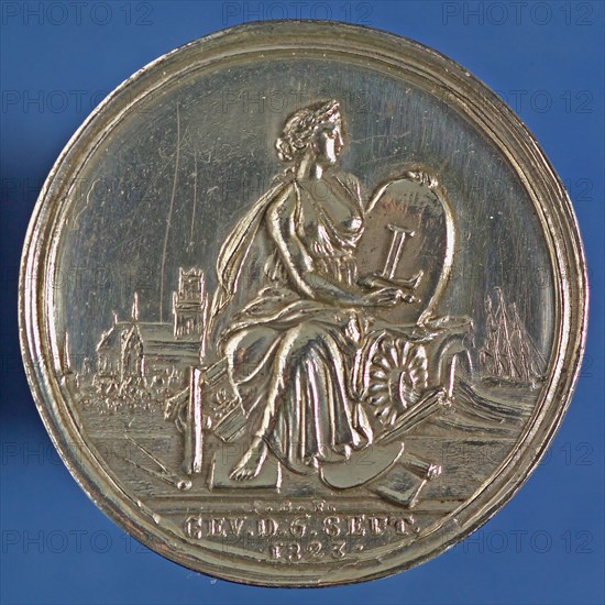 Van Bemme, Price mediation 50th anniversary Teekengenootschap This to Hooger in Rotterdam, price medal medal white metal