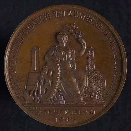 Antoine Fisch, Medal of the Society for the Promotion of Factory and Handicraft Industry in Rotterdam, medallion bronze