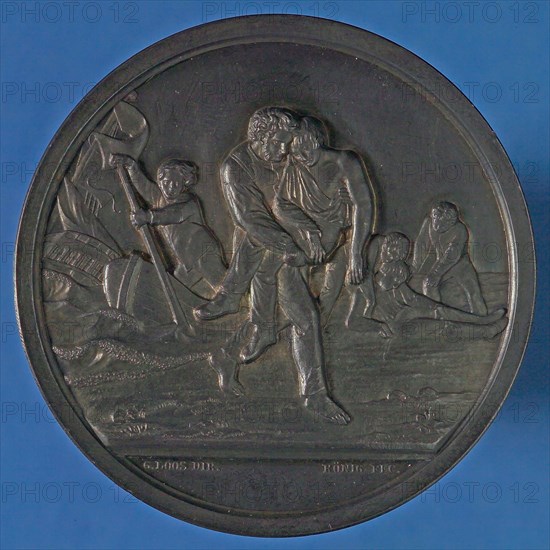 G. Loos, Medal on South Holland Society for the Salvation of Shipwrecked Persons in Rotterdam, penny footage silver, Image
