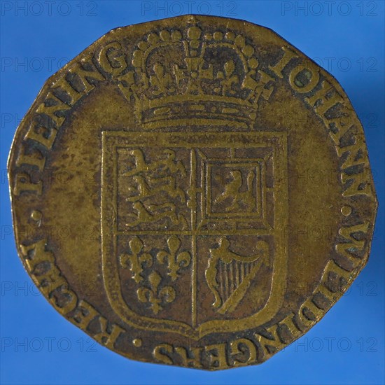 Medal on William III and Mary II of England, jeton utility medal medal exchange copper, busts Willem III and Maria to the right
