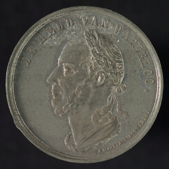 P. Mansvelt en Zoon, Medal for the 50th anniversary of the Battle of Waterloo, penny visual material tin, F: portrait of King