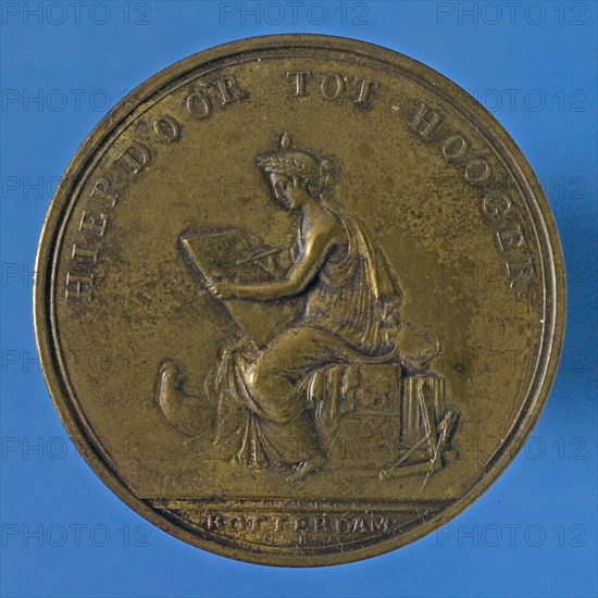 Price mediation This leads to Hooger, price medal penny footage bronze, F: Young woman seated to the left for drawing sheet