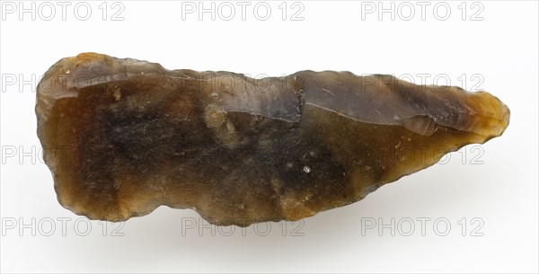 Fragment flint knife or flint stone, knife cutting tool earth discovery flint 3,0 w 1,1 knocked Late stone age archeology