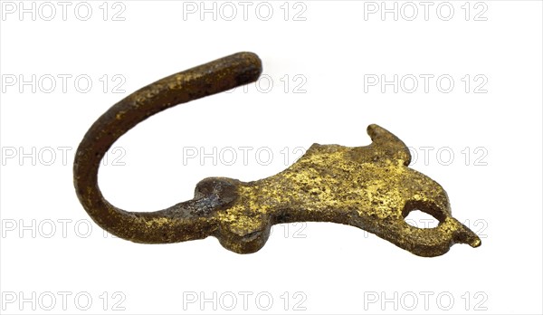 Brass hook, wall hook or coat hook, hook fastener soil find copper metal, cast brass hook Curve hook wall plate