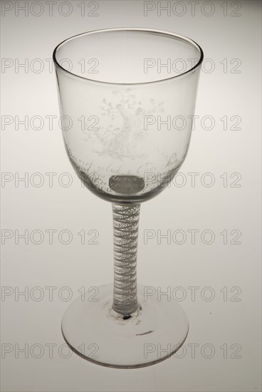 Engraver: Jacobus van der Blijk (1736 - 1814), Chalice, on the occasion of 100th birthday, wine glass drinking glass drinking