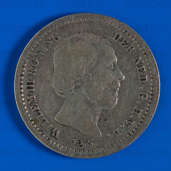 mint master: H.A. van den Wall Bake, Coin 5 cents 1850, penny coin money exchange silver, portrait Willem III right, round