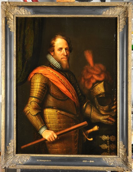 after:: Michiel Jansz. van Mierevelt, Portrait of Prince Maurits (1567-1625), portrait painting visual material wood oil