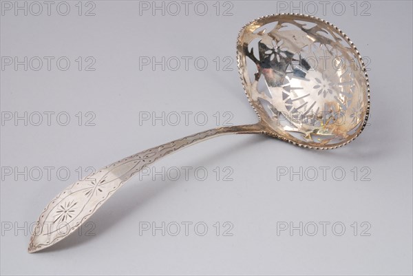 Silver spreader spoon with open-worked bucket, scoop spoon spoon kitchenware silver, marked I? D W